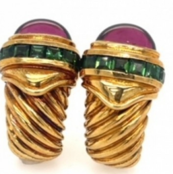 18K David Yurman Embedded Jeweled Exquisite Earrings 🎁 - Picture 11 of 12